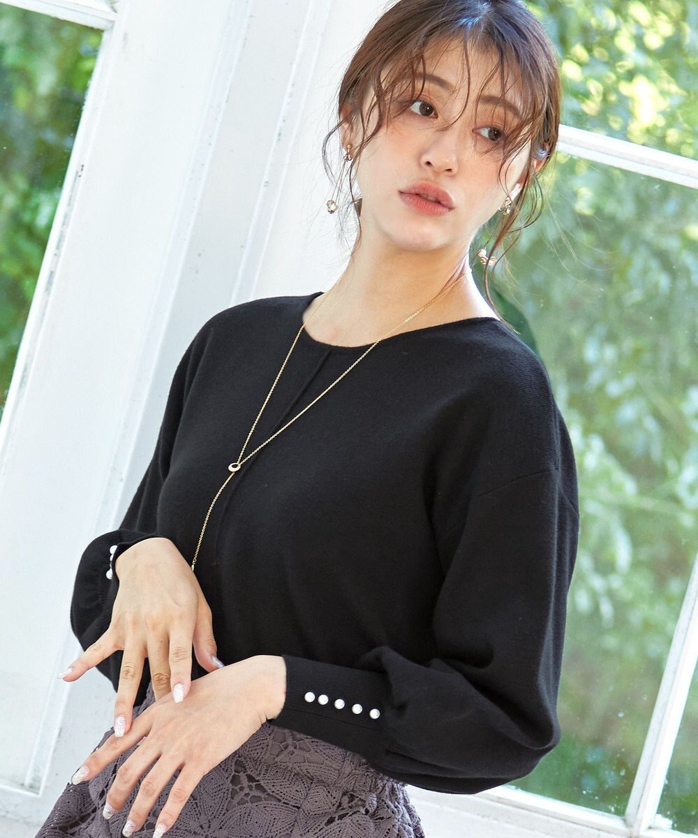 Tiaclasse 【洗える】2WAYパール釦ニットトップス 