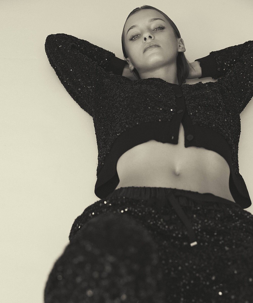 GRACE CONTINENTAL スパンコールニットカーディガン 