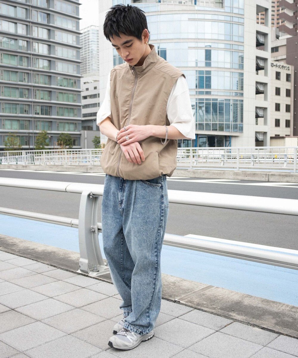 WEGO 【ユニセックス着用ITEM/SMLサイズ展開】ルーズテーパードデニムパンツ 