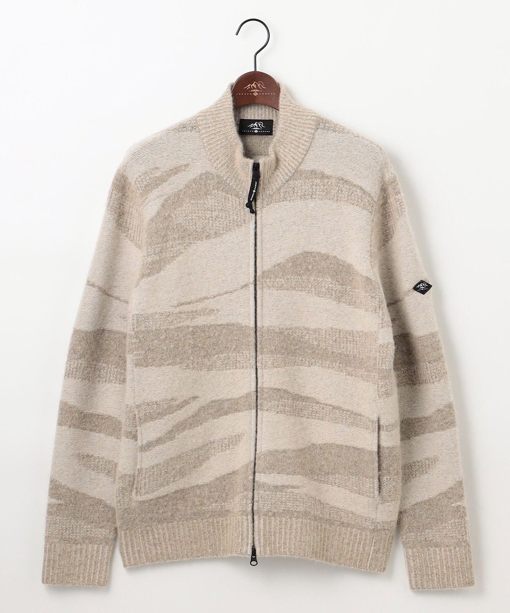 JOSEPH ABBOUD MOUNTAIN 【イタリア糸使用/軽量】ブークレーカモフラージュ  ニット ブルゾン 