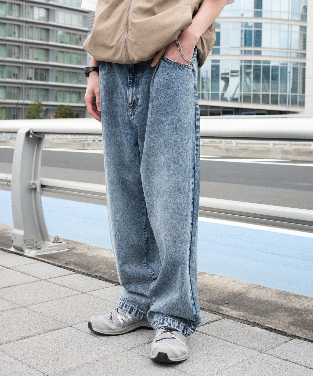WEGO 【ユニセックス着用ITEM/SMLサイズ展開】ルーズテーパードデニムパンツ 