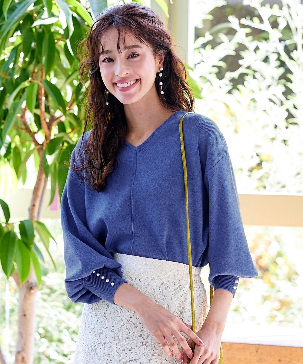 Tiaclasse 【洗える】2WAYパール釦ニットトップス 