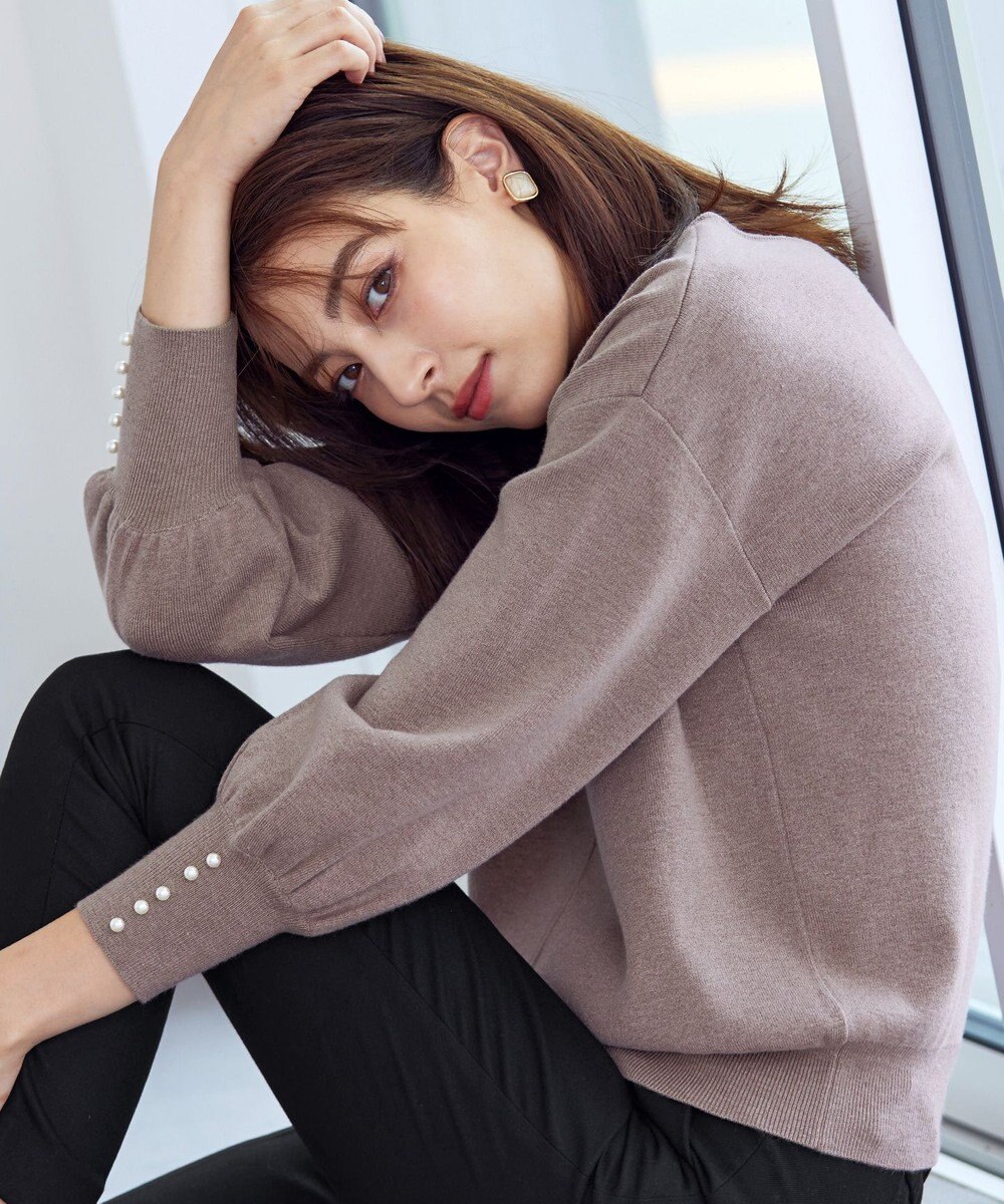 Tiaclasse 【洗える】2WAYパール釦ニットトップス 