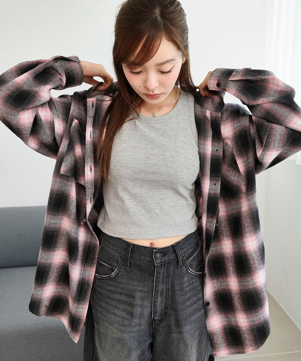 WEGO 【25年秋冬新作】チェックフードBIGネルシャツ 