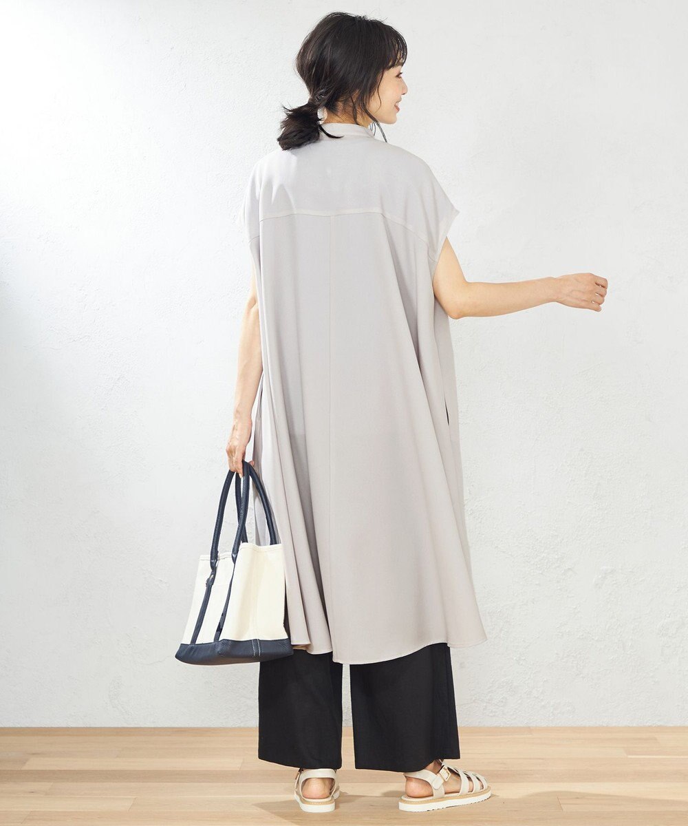 ANY 【洗える】バンドカラーとろみ ワンピース 