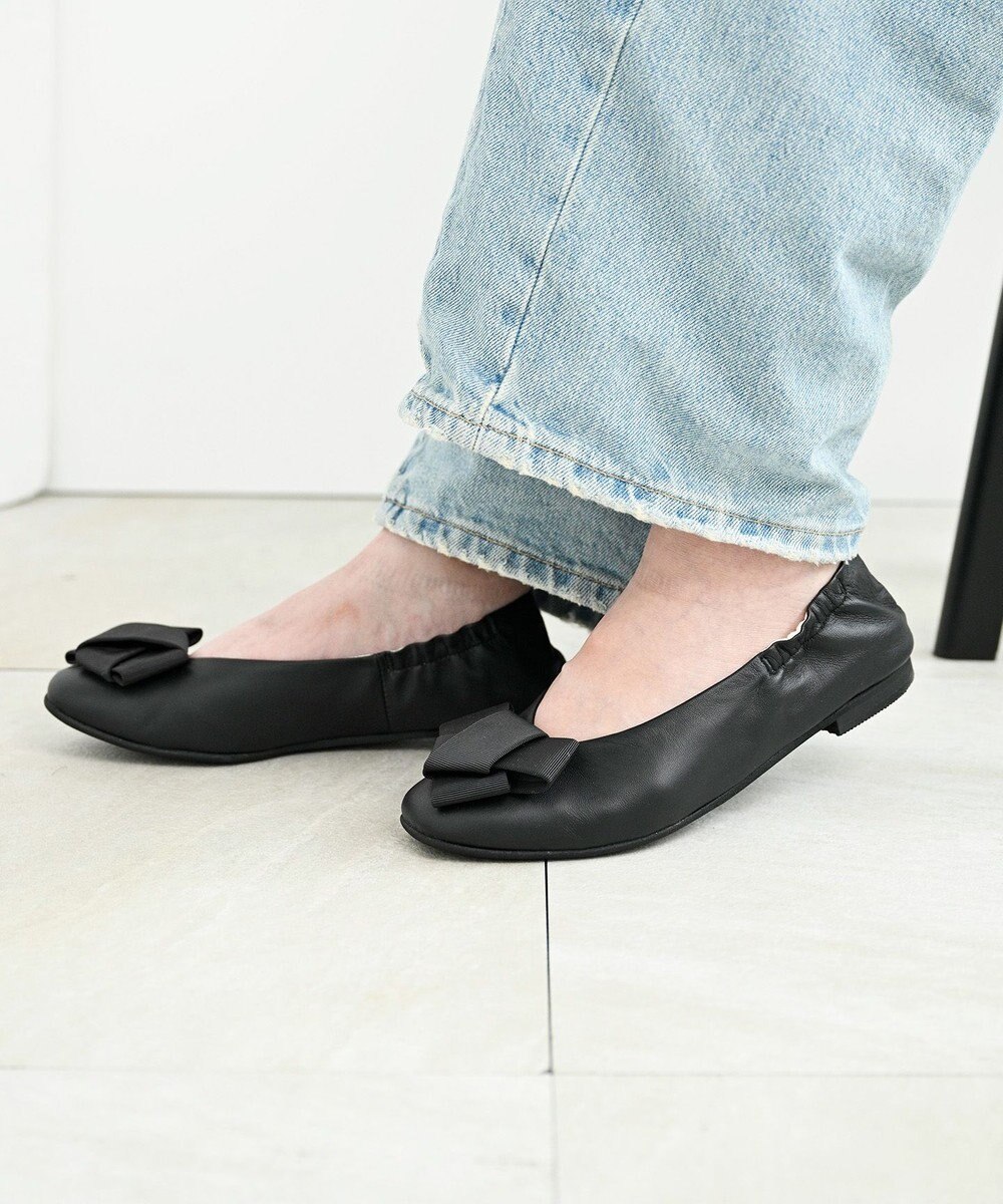 nouvelleRobe Oū サイズ追加【本革・高反発】Big Ribbon スクエアトゥ パンプス 