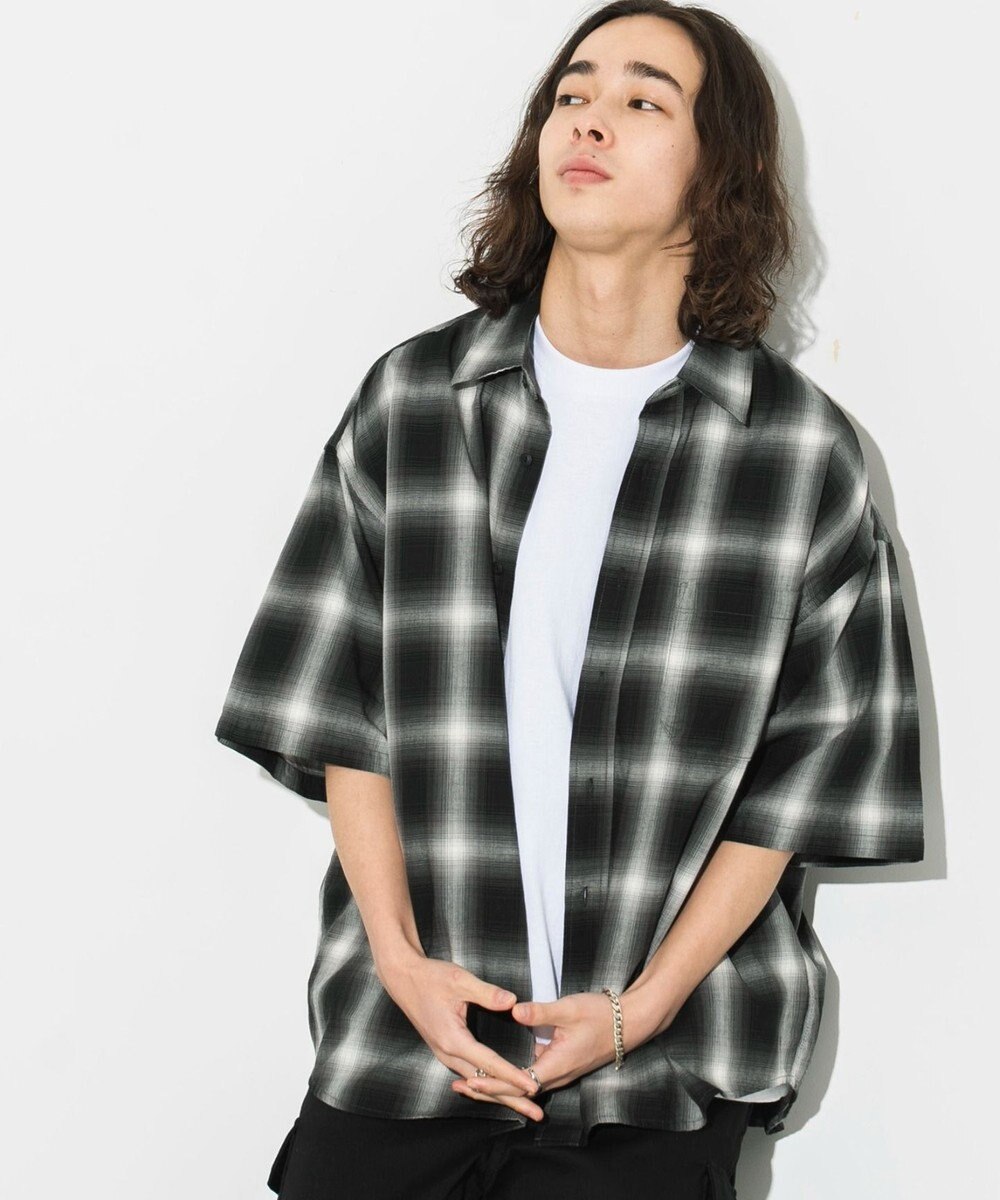 WEGO オンブレチェックシャツ（S） 