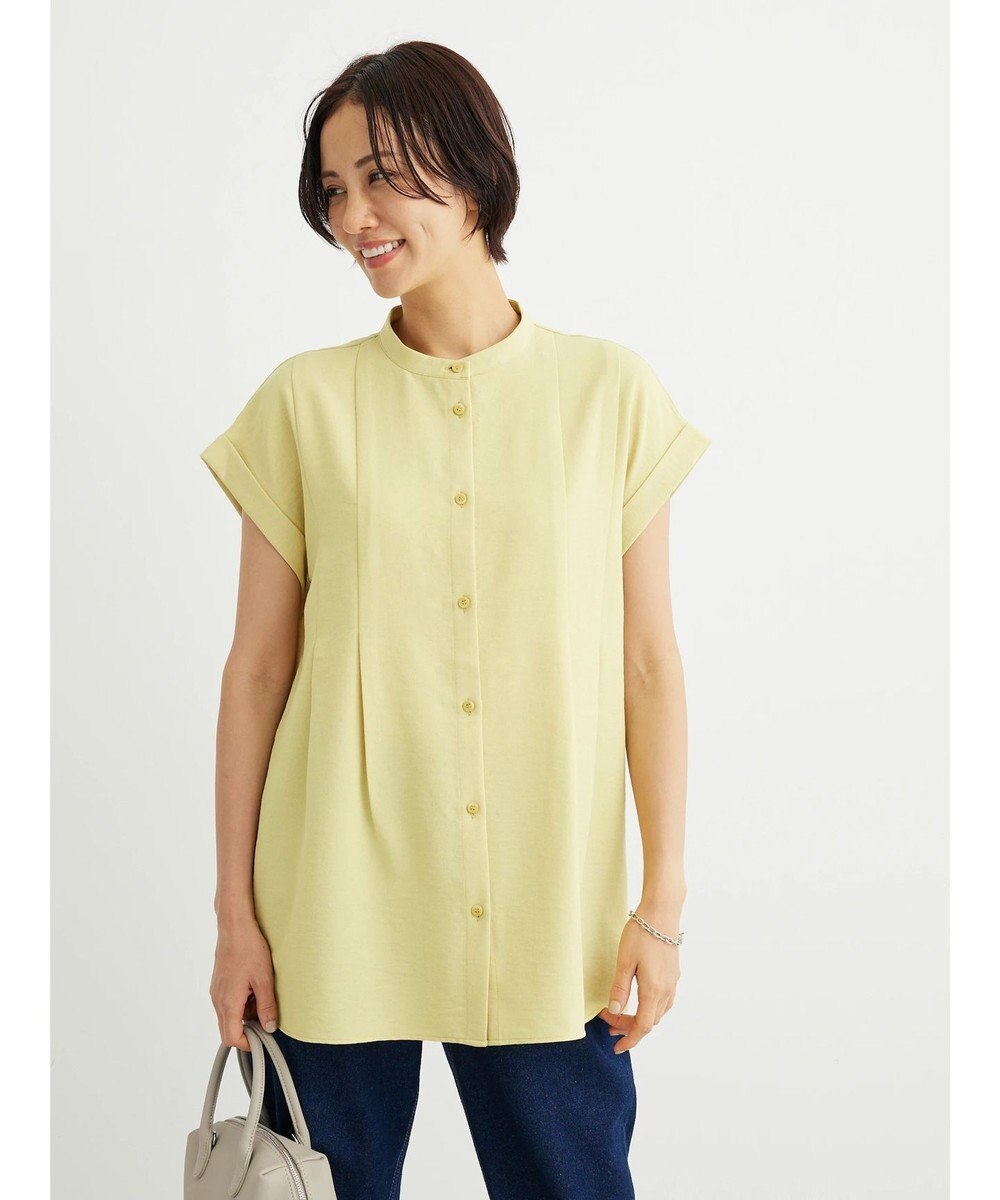 Green Parks フレンチスリーブタックブラウス 