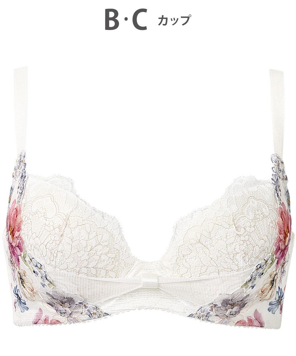 WACOAL ブラジャー 【リボンブラ 脇すっきり】 脇高設計 着やせシルエット 動いても谷間キープ Gカップまで対応 大きいサイズ レディース BXB443 /ワコール 