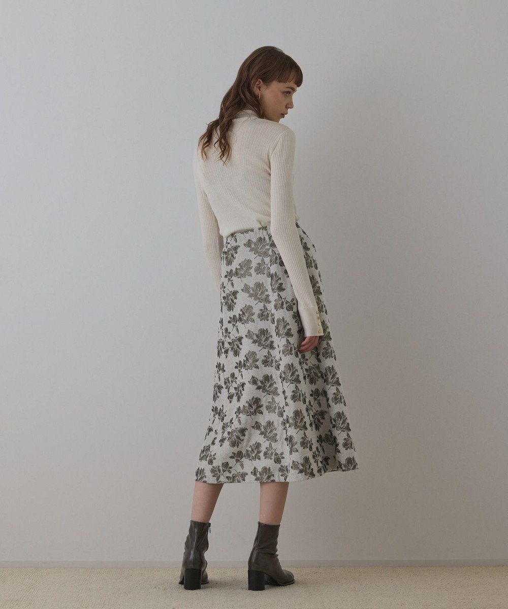 GRACE CONTINENTAL ラメフラワージャガードフレアスカート 