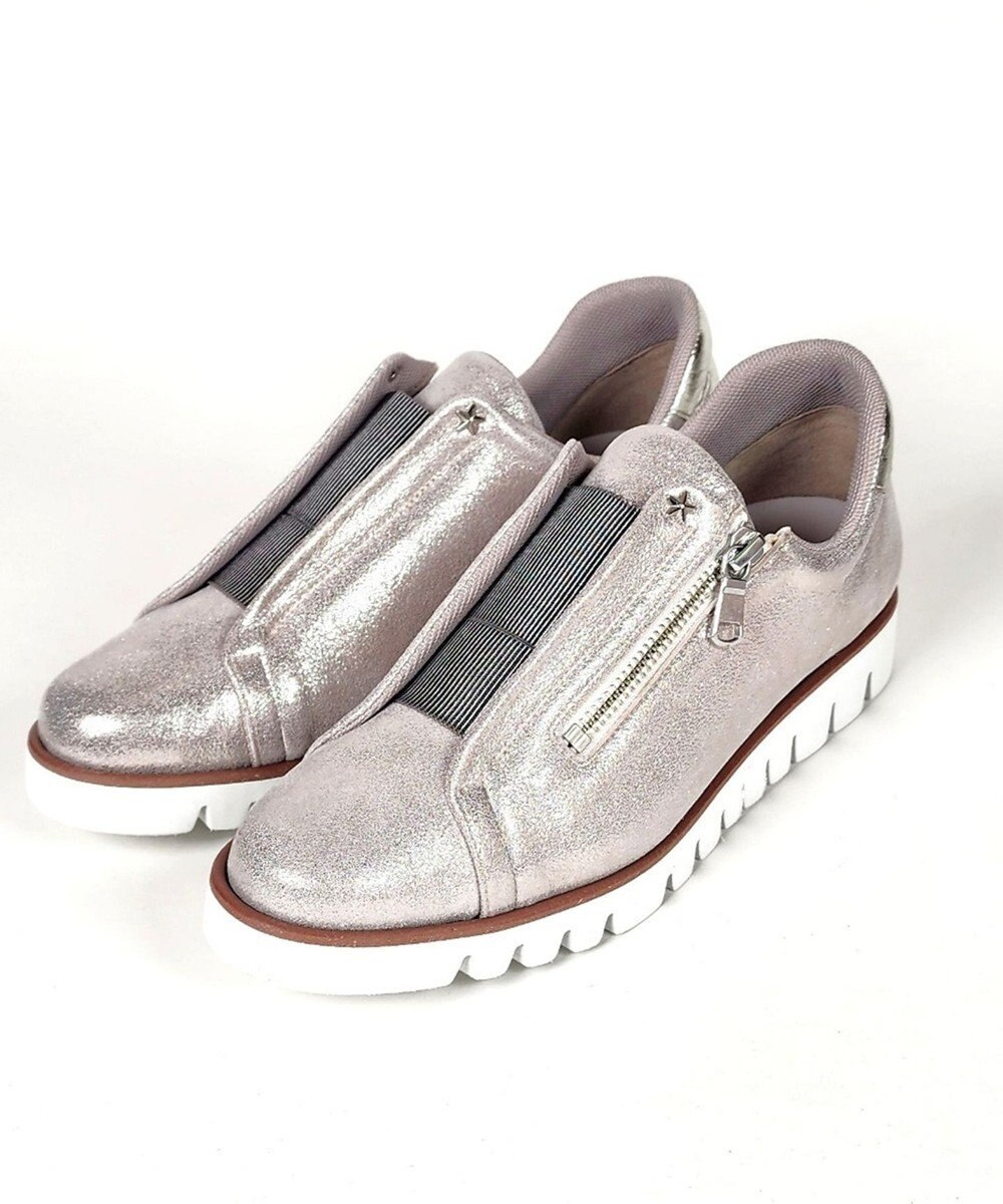 Dominic3 センターゴムサイドジップ レザースニーカー 