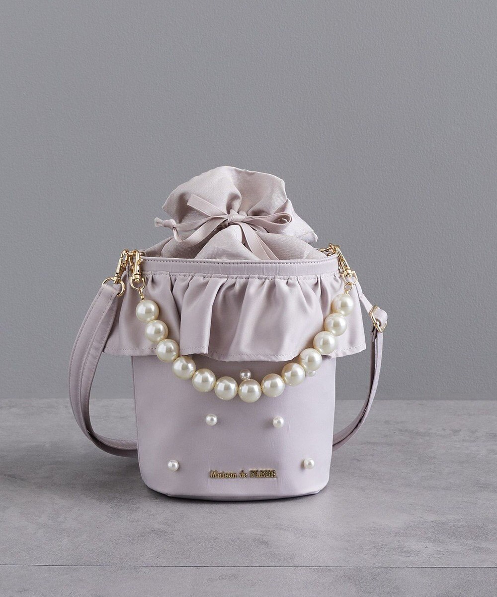 Maison de FLEUR パール２Ｗａｙフリル巾着バッグ 