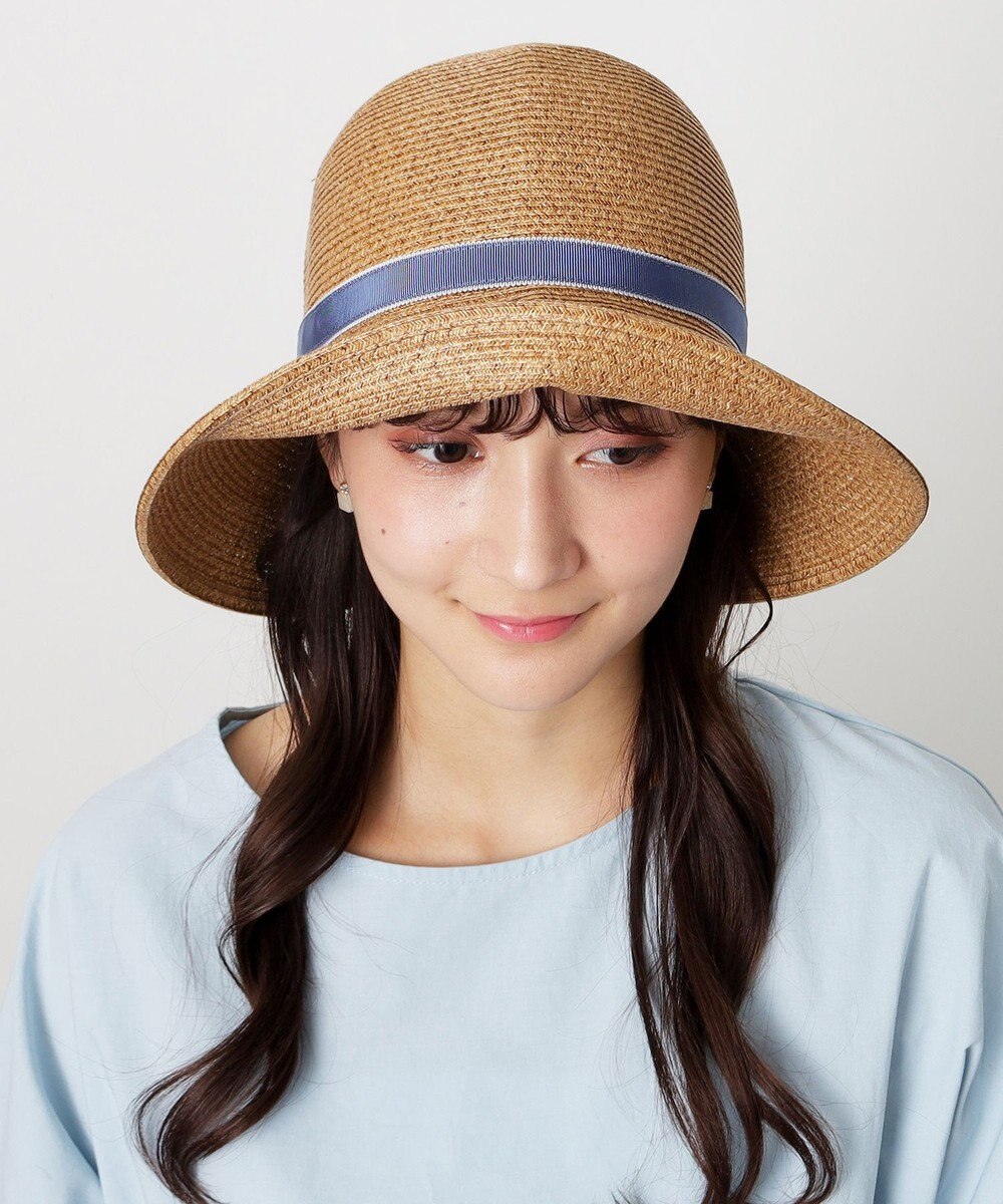 MOONBAT 【洗える】FURLA(フルラ)  ロゴ刺繍リボン 天然ハット 