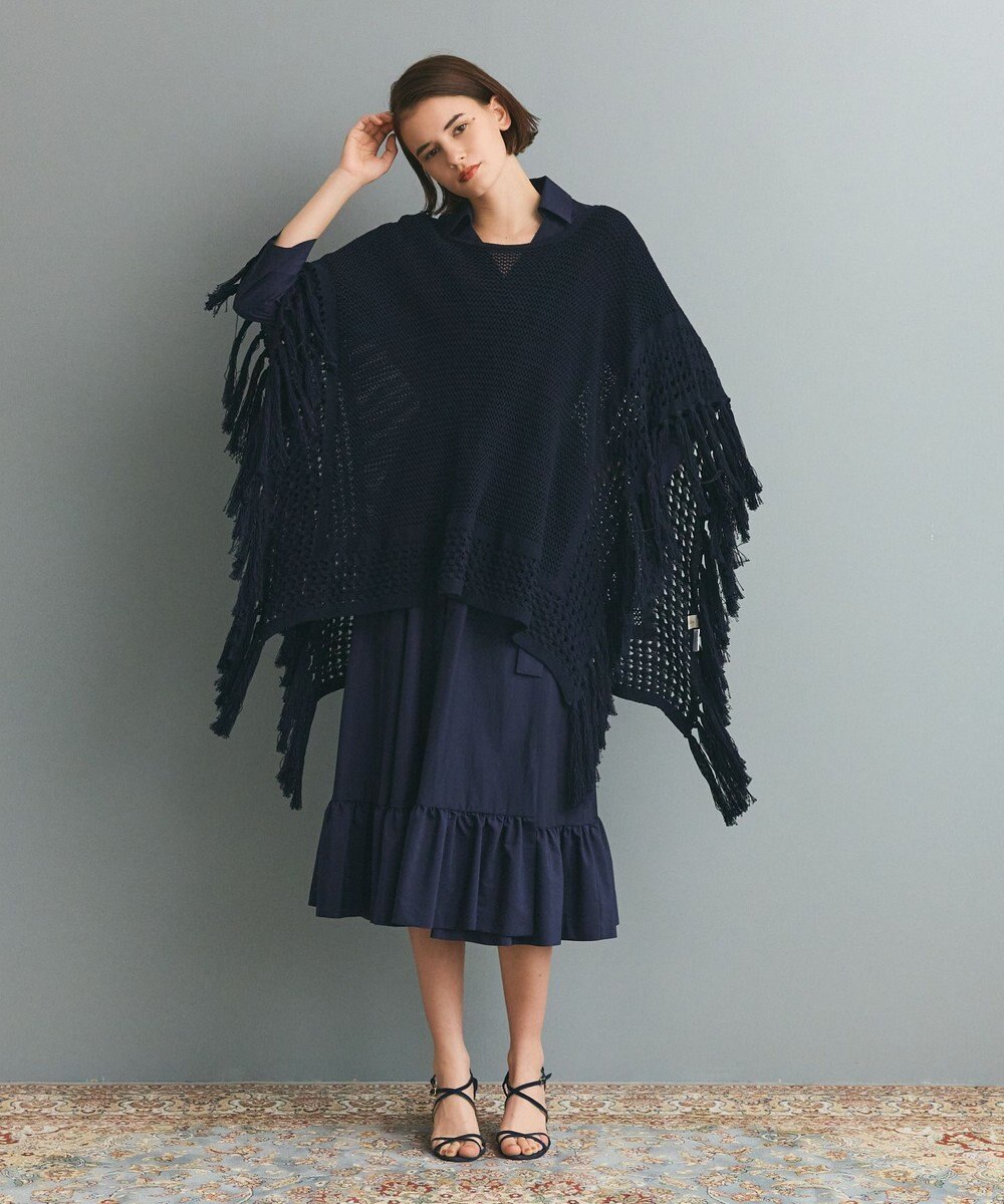 GRACE CONTINENTAL ニットフリンジケープ 