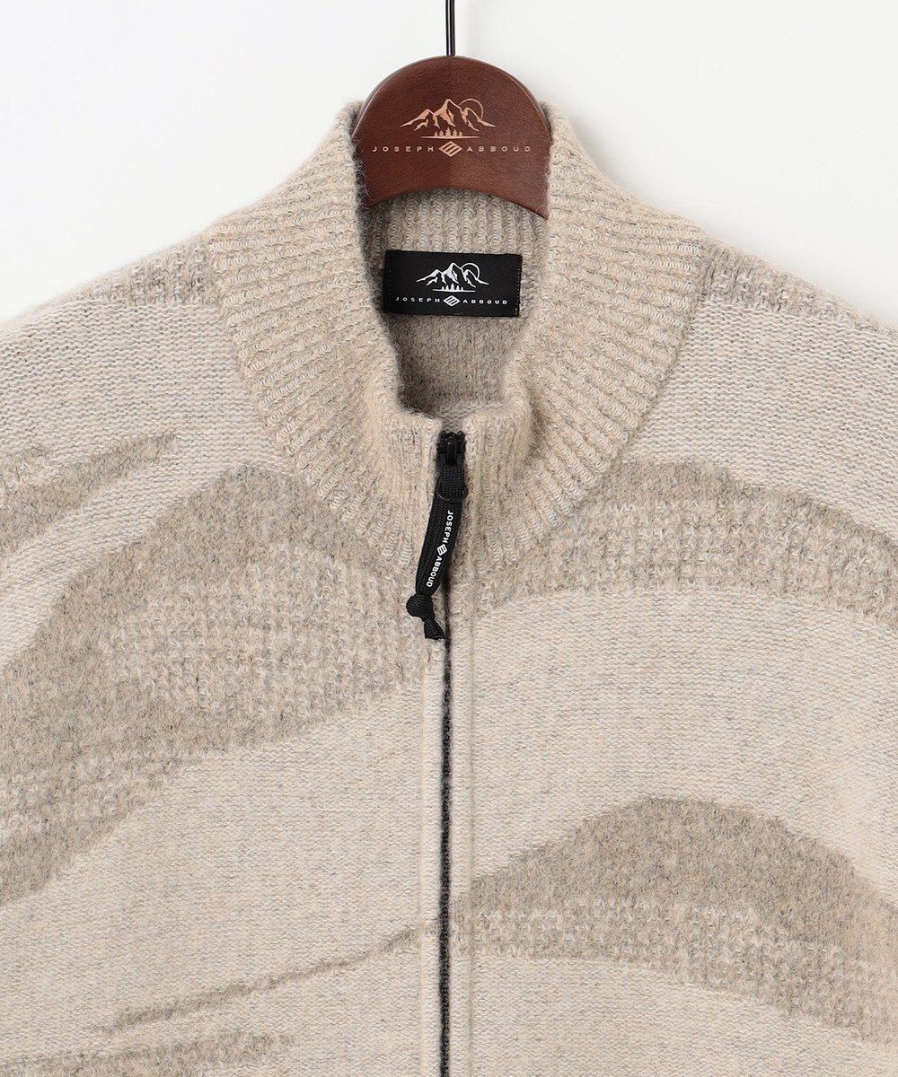 JOSEPH ABBOUD MOUNTAIN 【イタリア糸使用/軽量】ブークレーカモフラージュ  ニット ブルゾン 