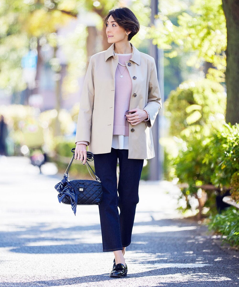 J.PRESS LADIES ストライプ プリント 剣先 スカーフ 