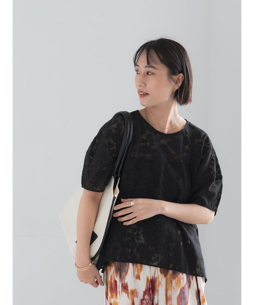Te chichi メッシュレースボリュームスリーブブラウス 