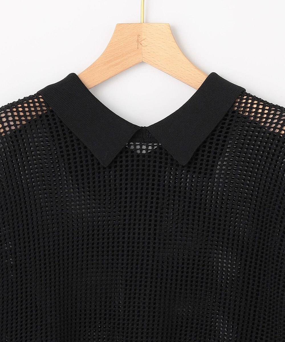 組曲 L 【先行予約・WEB限定・前後着用可】メッシュニット 襟付き半袖カーディガン 