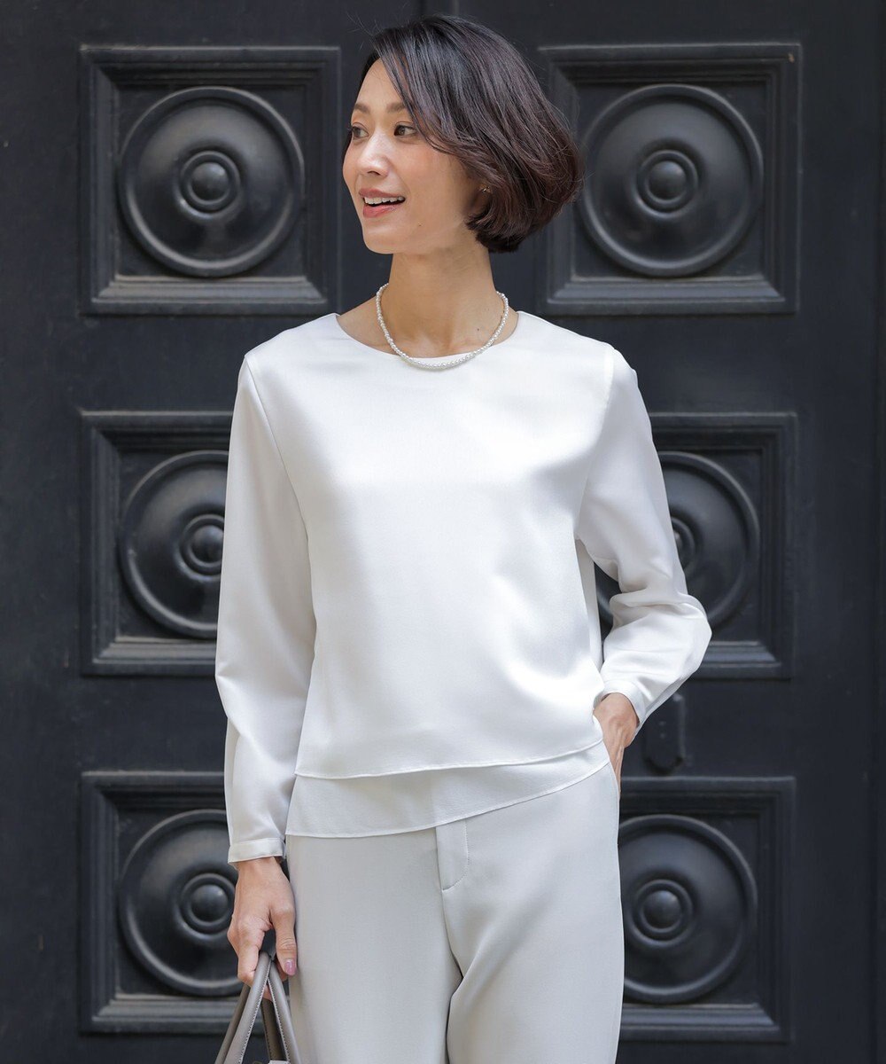 J.PRESS LADIES L ハンマーサテン カットソー 