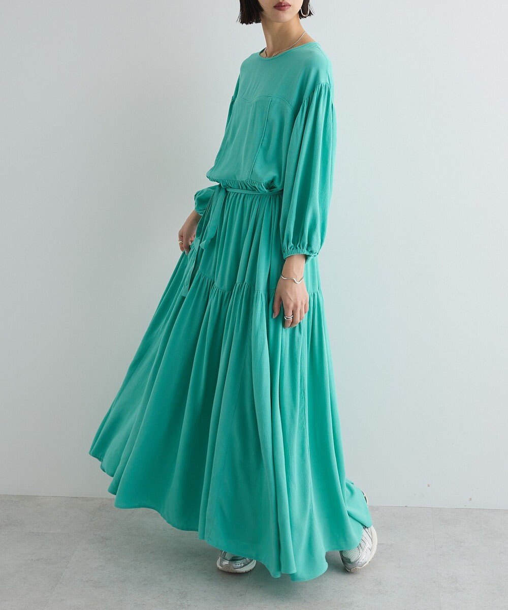 Green Parks ボリュームスリーブティアードワンピース 