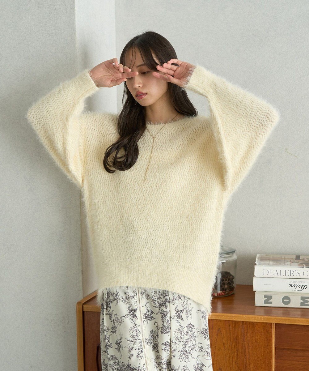 earth music&ecology モヘヤライクレースニット 