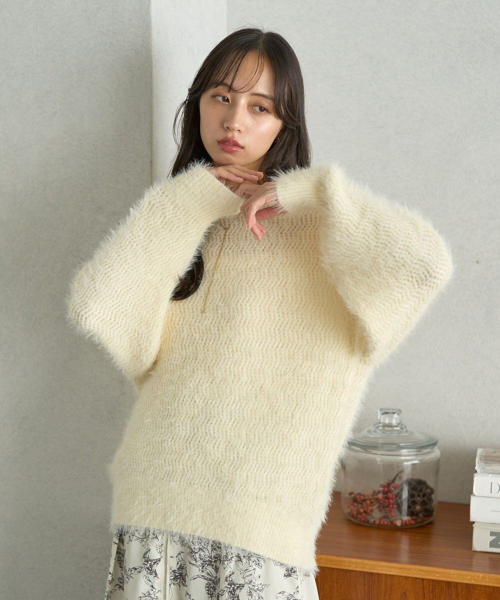 earth music&ecology モヘヤライクレースニット 