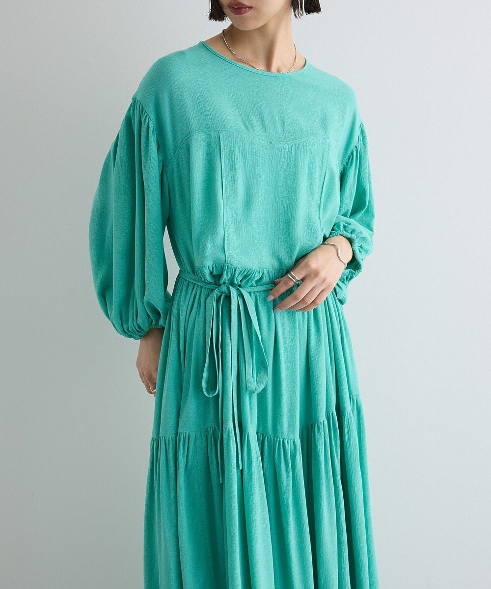 Green Parks ボリュームスリーブティアードワンピース 