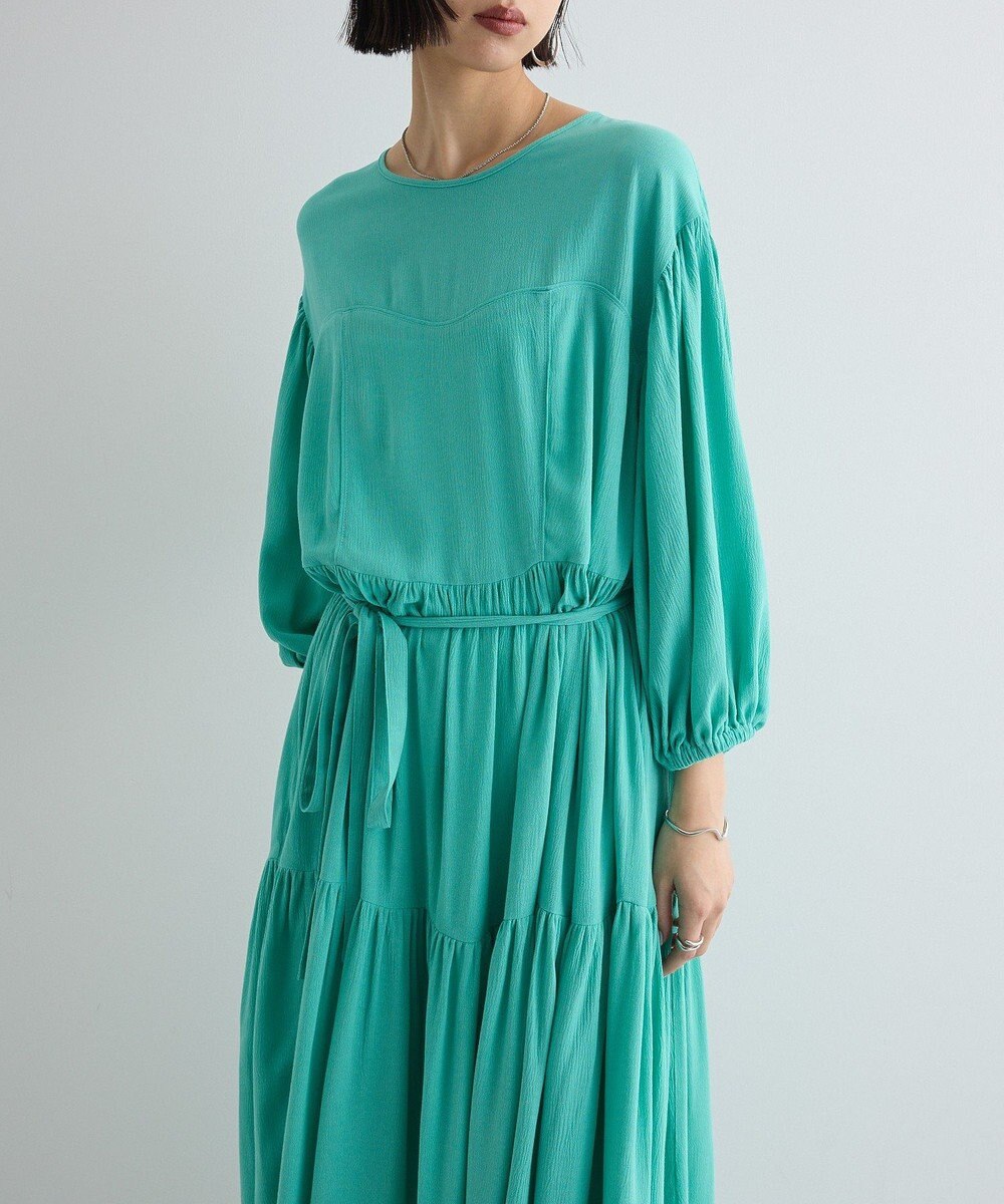 Green Parks ボリュームスリーブティアードワンピース 