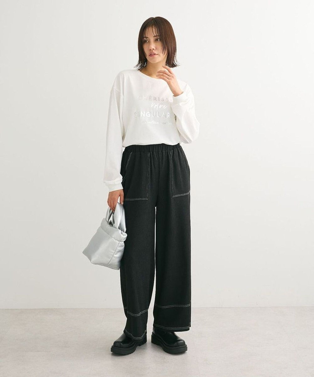 Green Parks 配色ステッチ楊柳イージーパンツ 