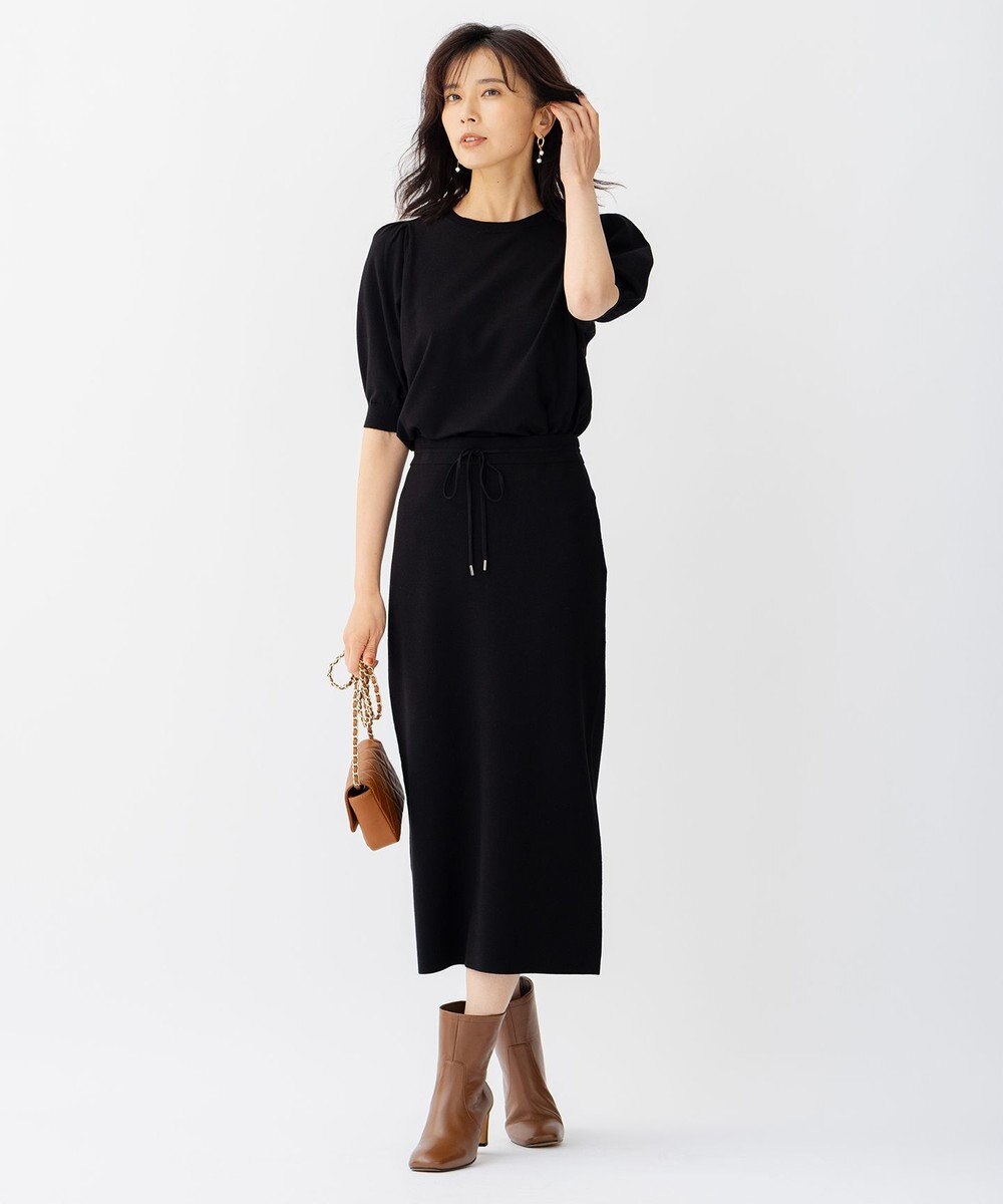 23区 ヴィスコースストレッチ パフスリーブ 半袖 ニット 