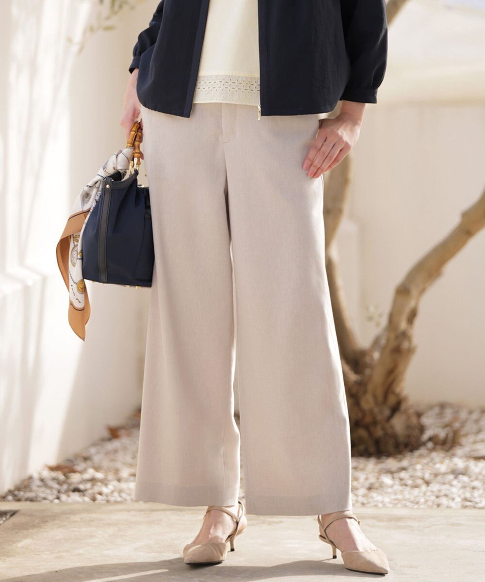 J.PRESS LADIES S リネンバイオシャンブレー ワイド パンツ 