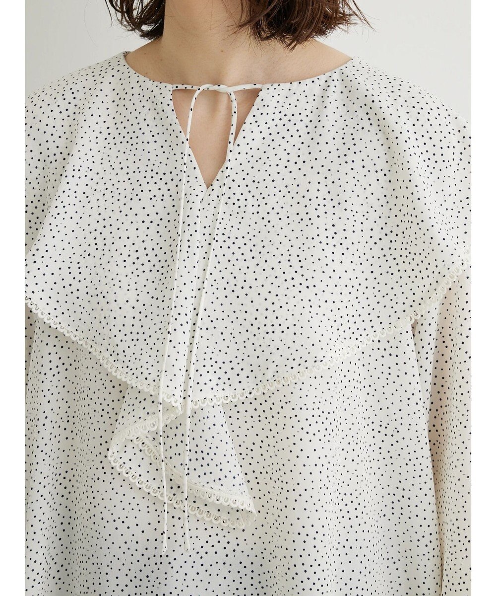 Green Parks 柄アソートラッフル衿ブラウス 