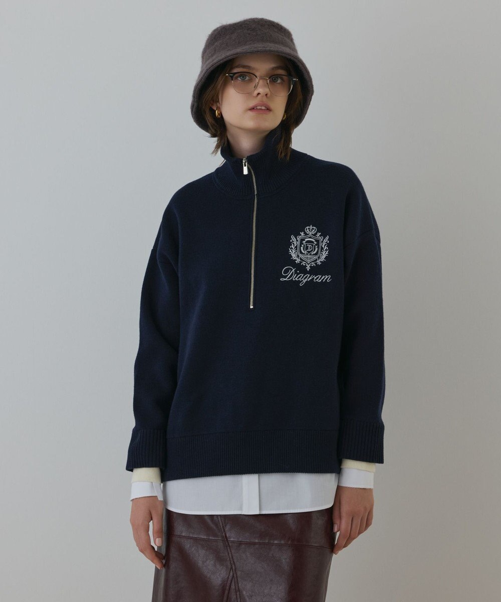 GRACE CONTINENTAL ハーフジップニットトップ 