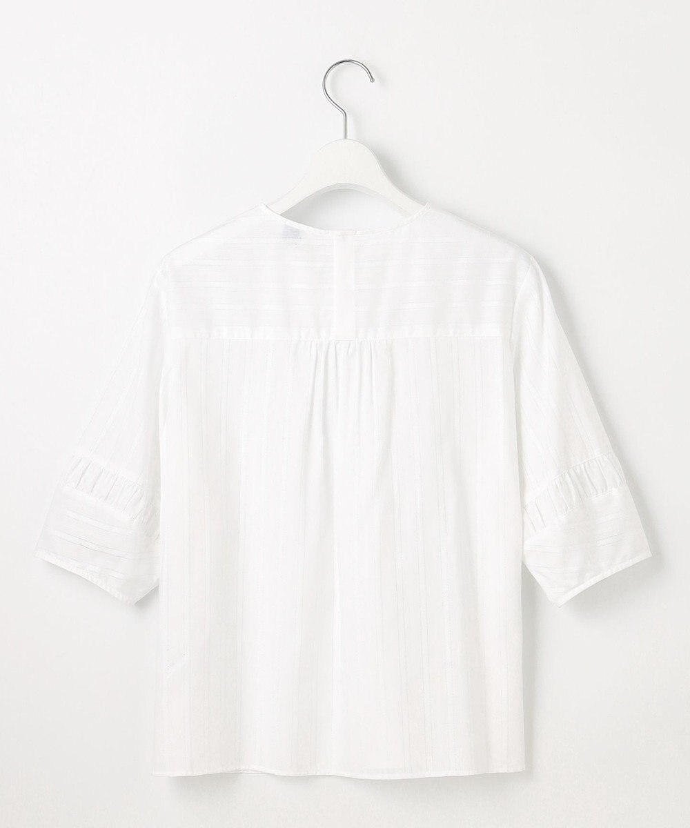 J.PRESS LADIES L 【WEB限定・洗える】セルロースカラミストライプ キーネック ブラウス 