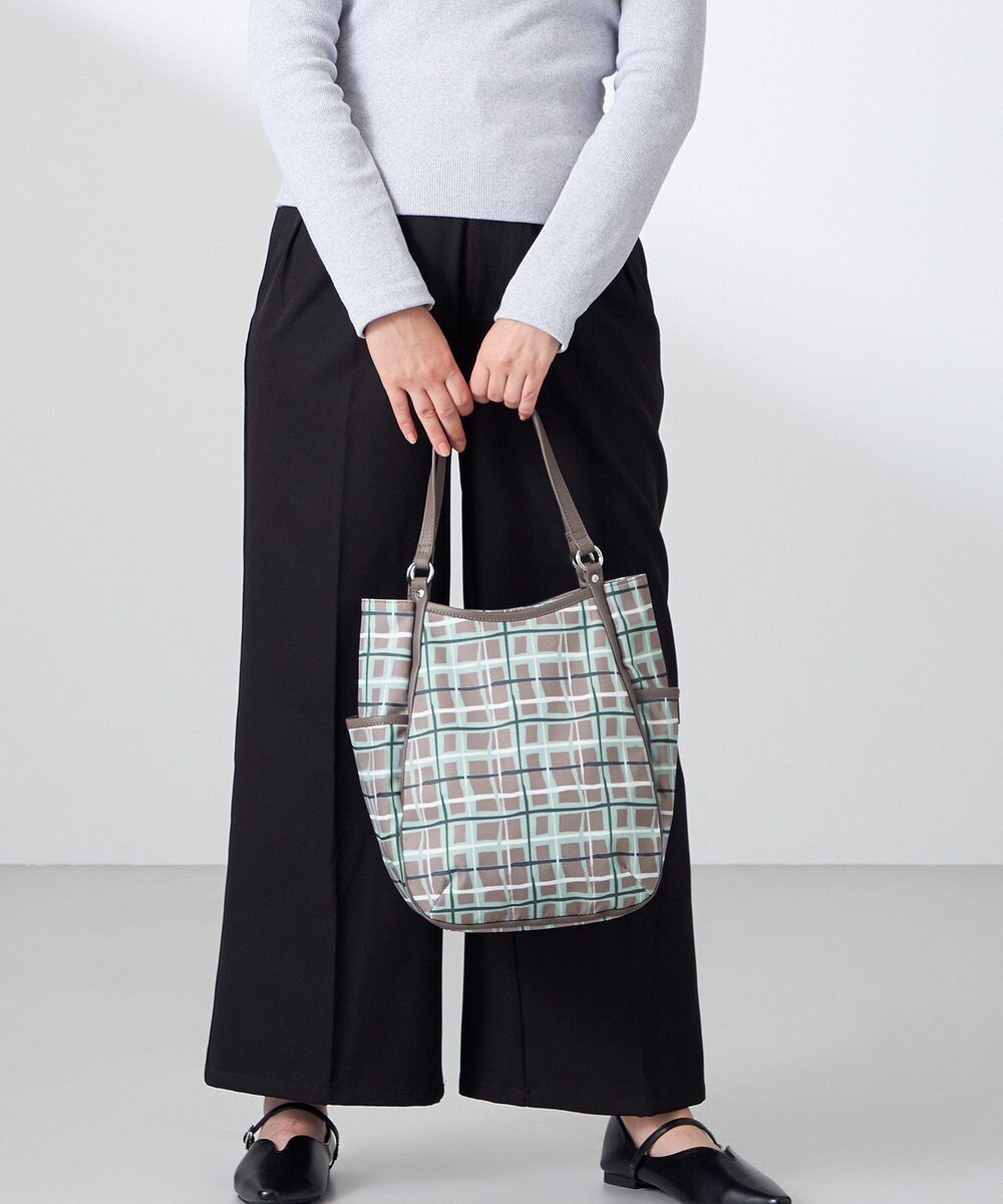 Y'SACCS ドローイングチェックトートバッグ 