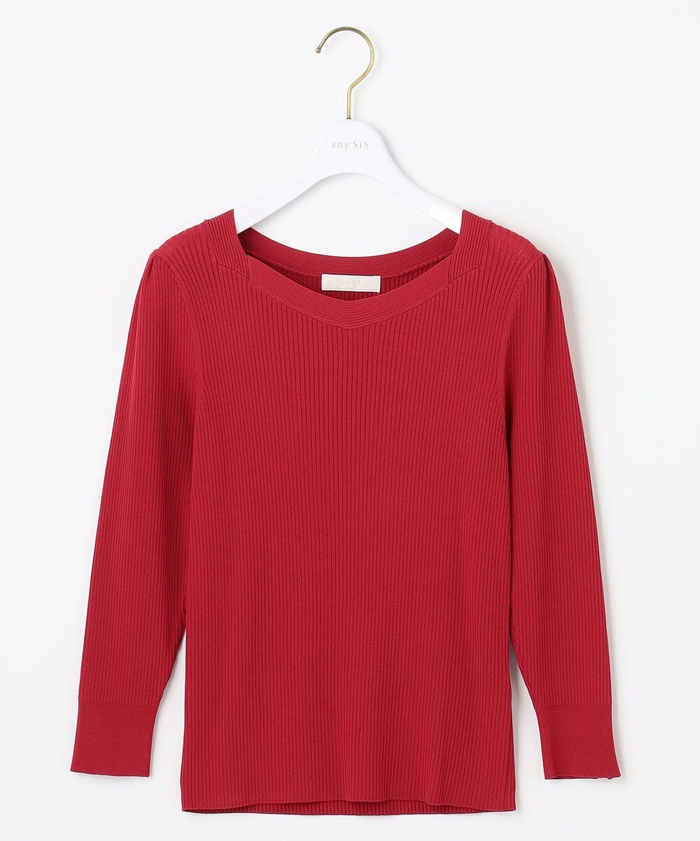ANY SIS 【洗える】ネックポイントリブ ニット 