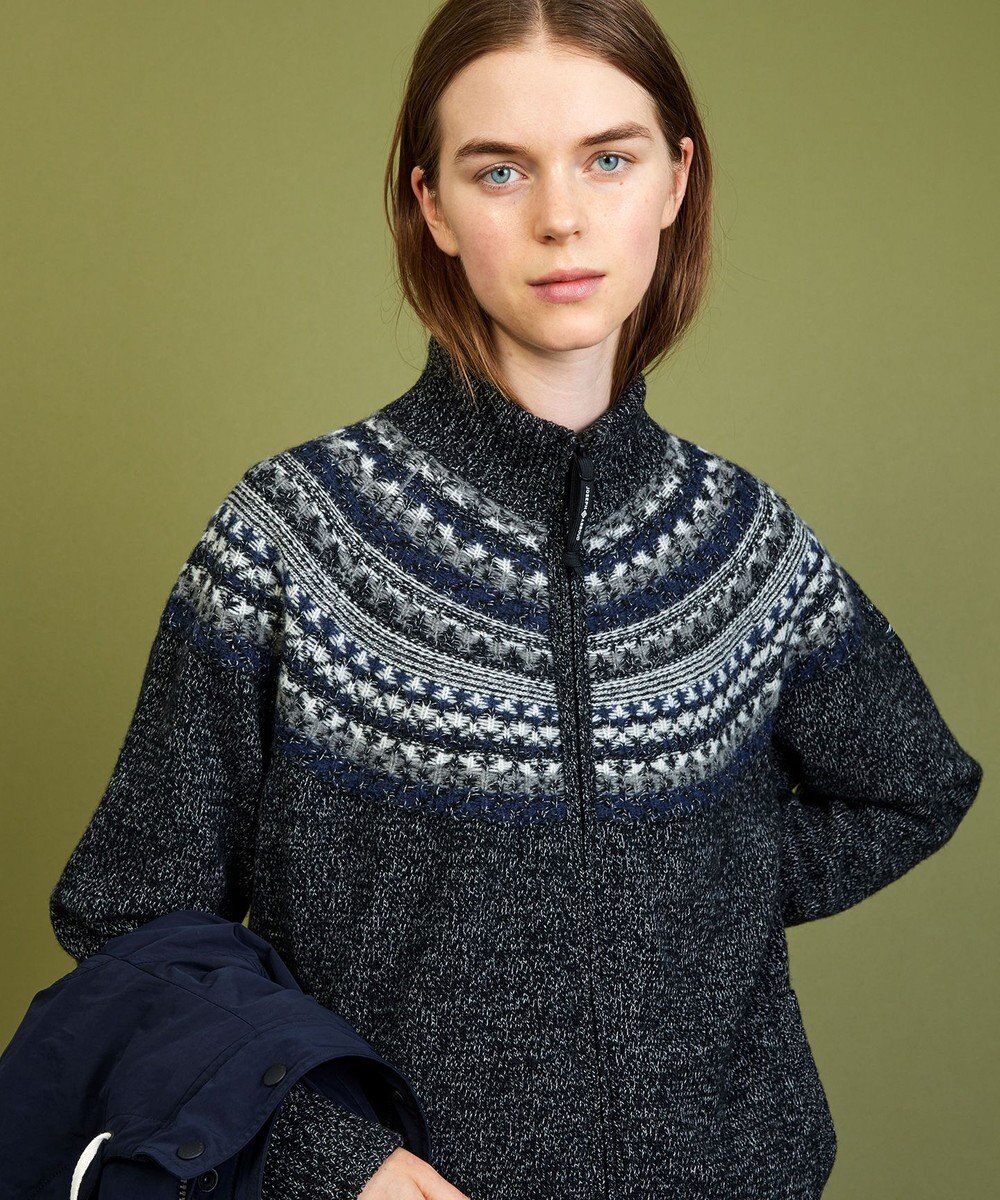 JOSEPH ABBOUD MOUNTAIN 【イタリア糸使用/サスティナブル素材/裏地付き/ライナードッキング対応】 コットンウールジャガードニットアウター 