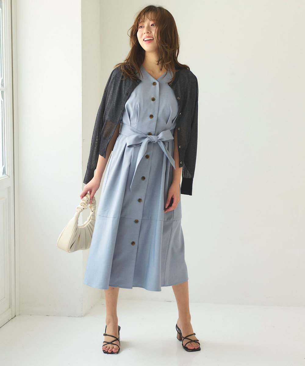 Feroux 【洗える】パフスリーブシャツ ワンピース 