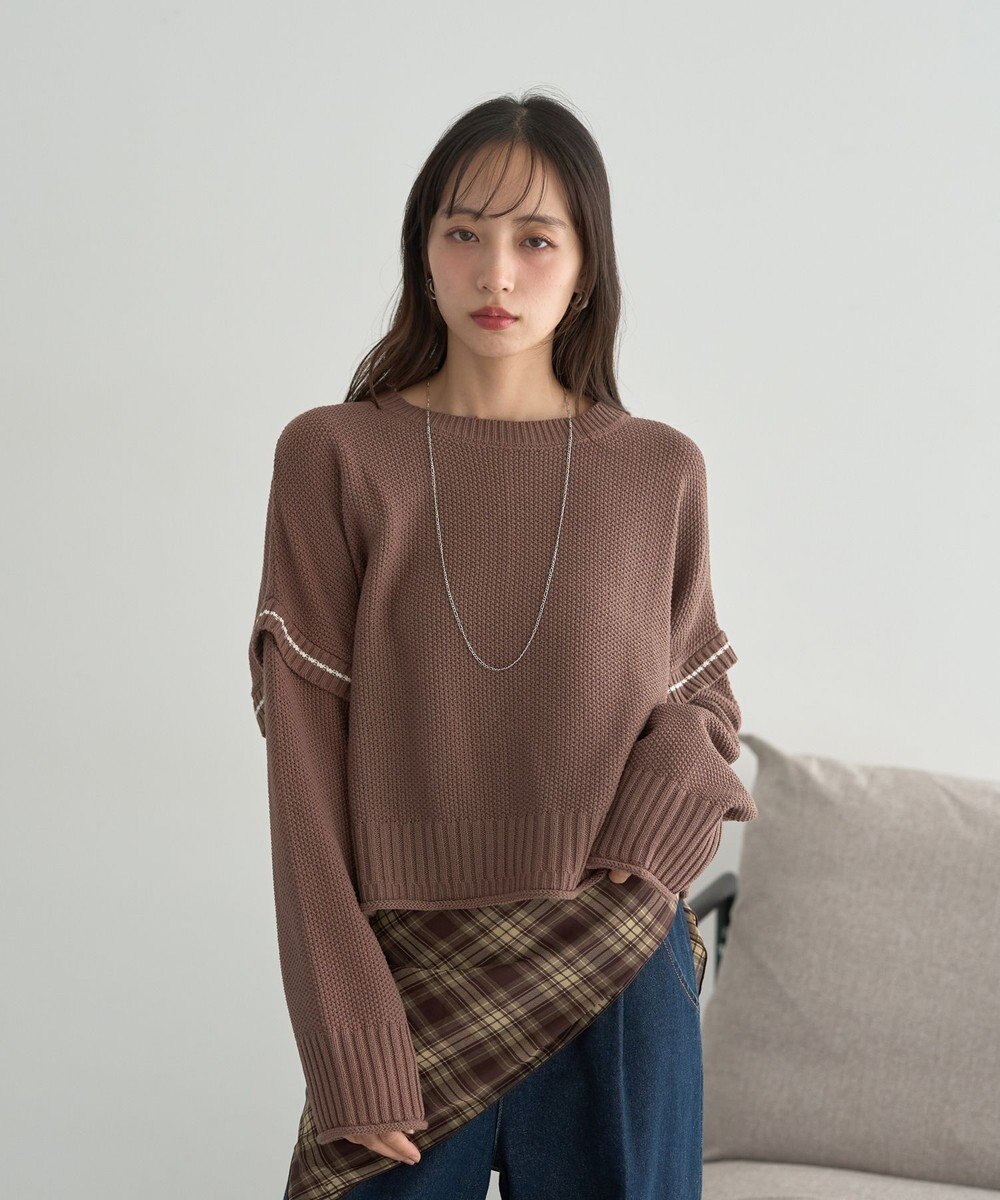 earth music&ecology 【洗濯機洗い可 / 選べる丈】アンチピリングC/A選べる丈配色ニット 