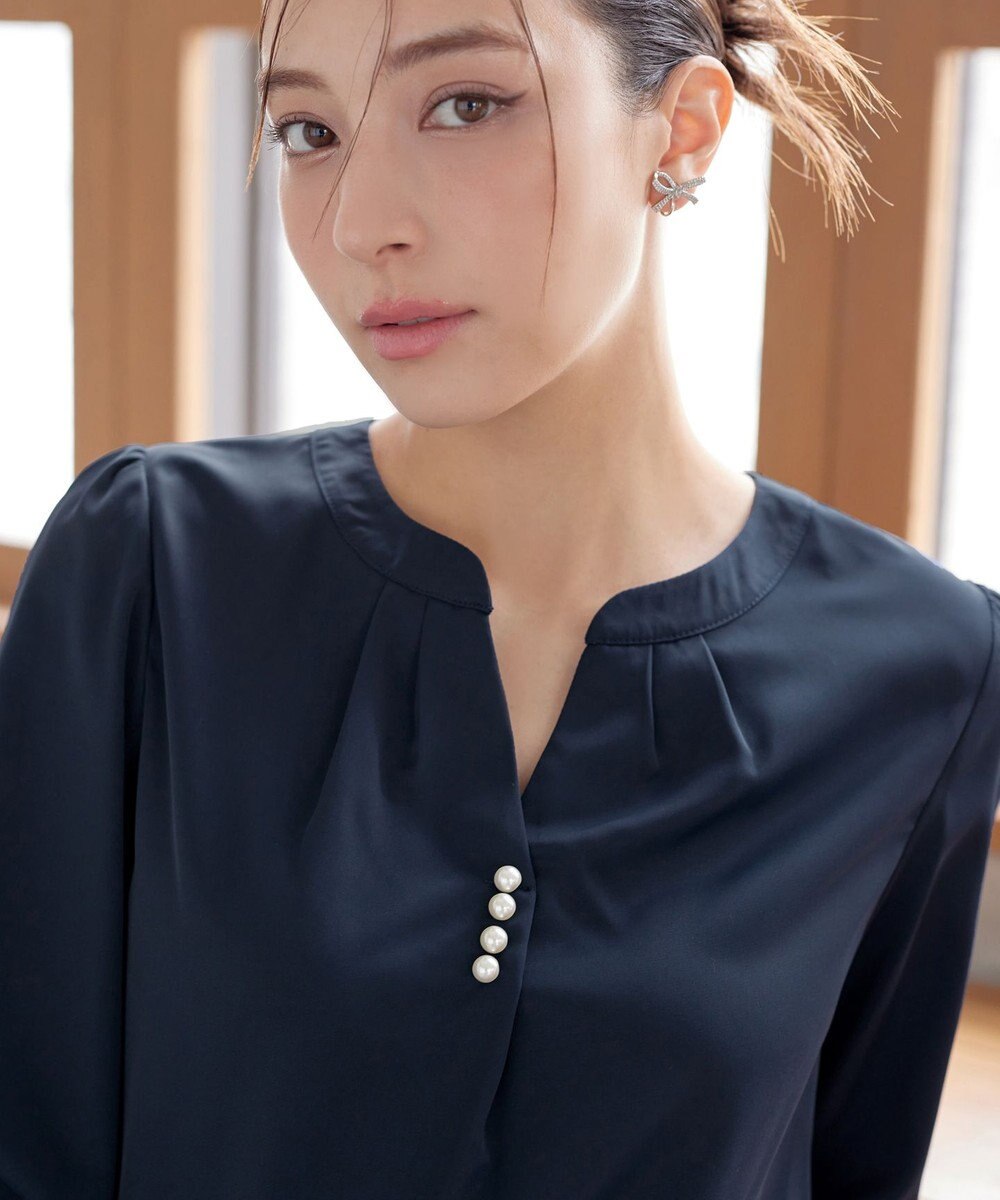 Tiaclasse 【洗える】スキッパー衿ボタンブラウス 