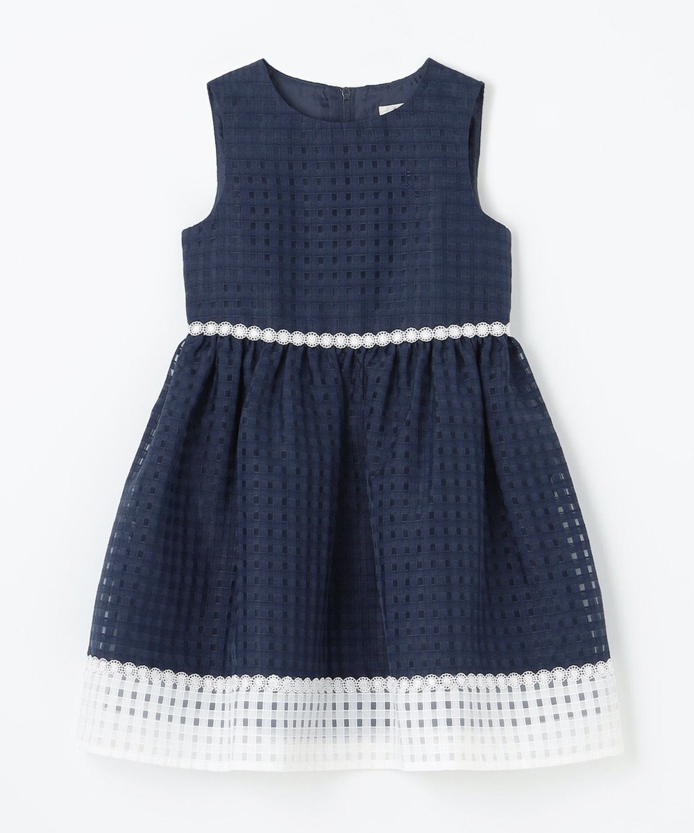 組曲 KIDS 【110-140㎝】シアーチェックバイカラー ワンピース 