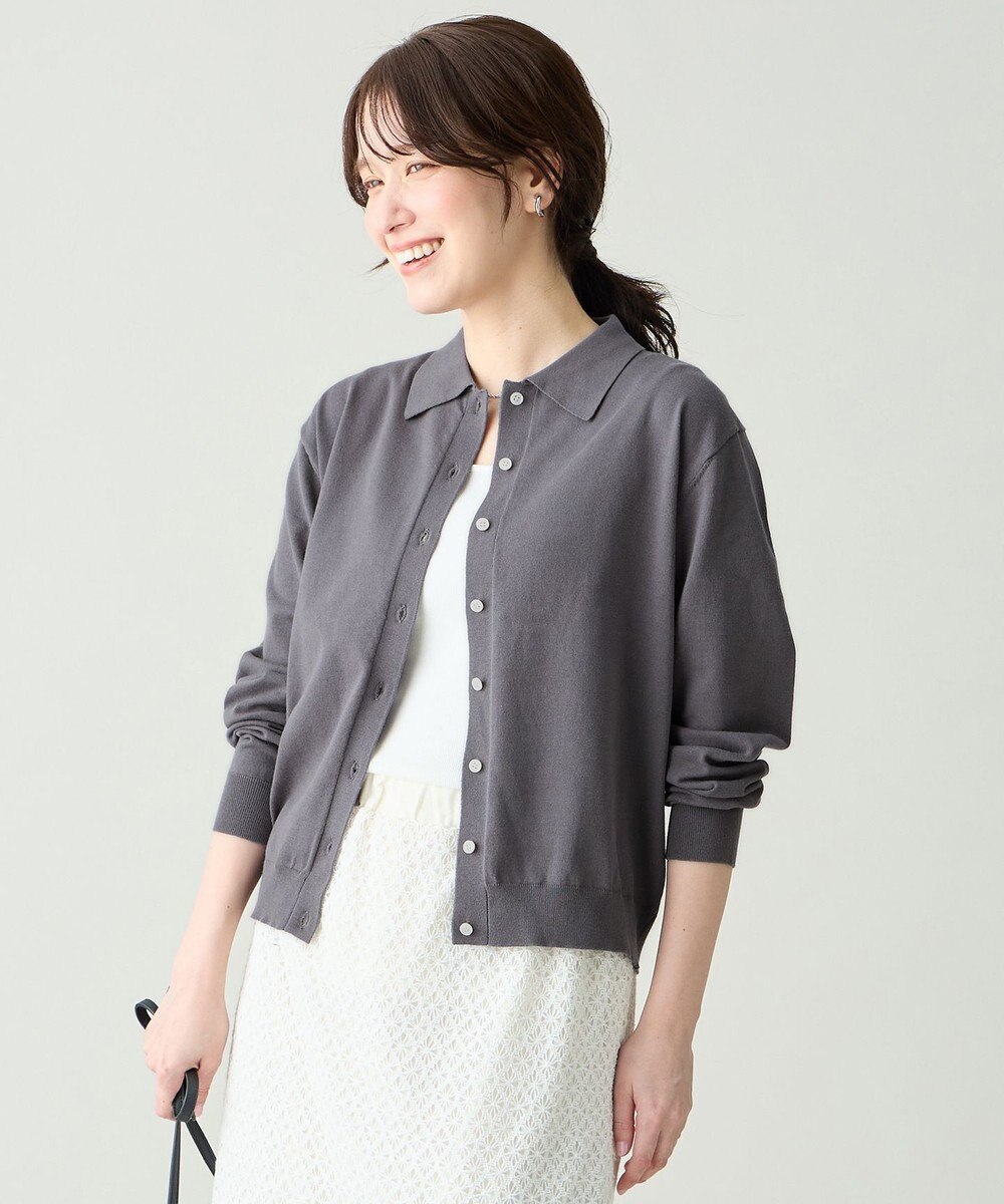 ANY L コットンブレンドポロカーデ 