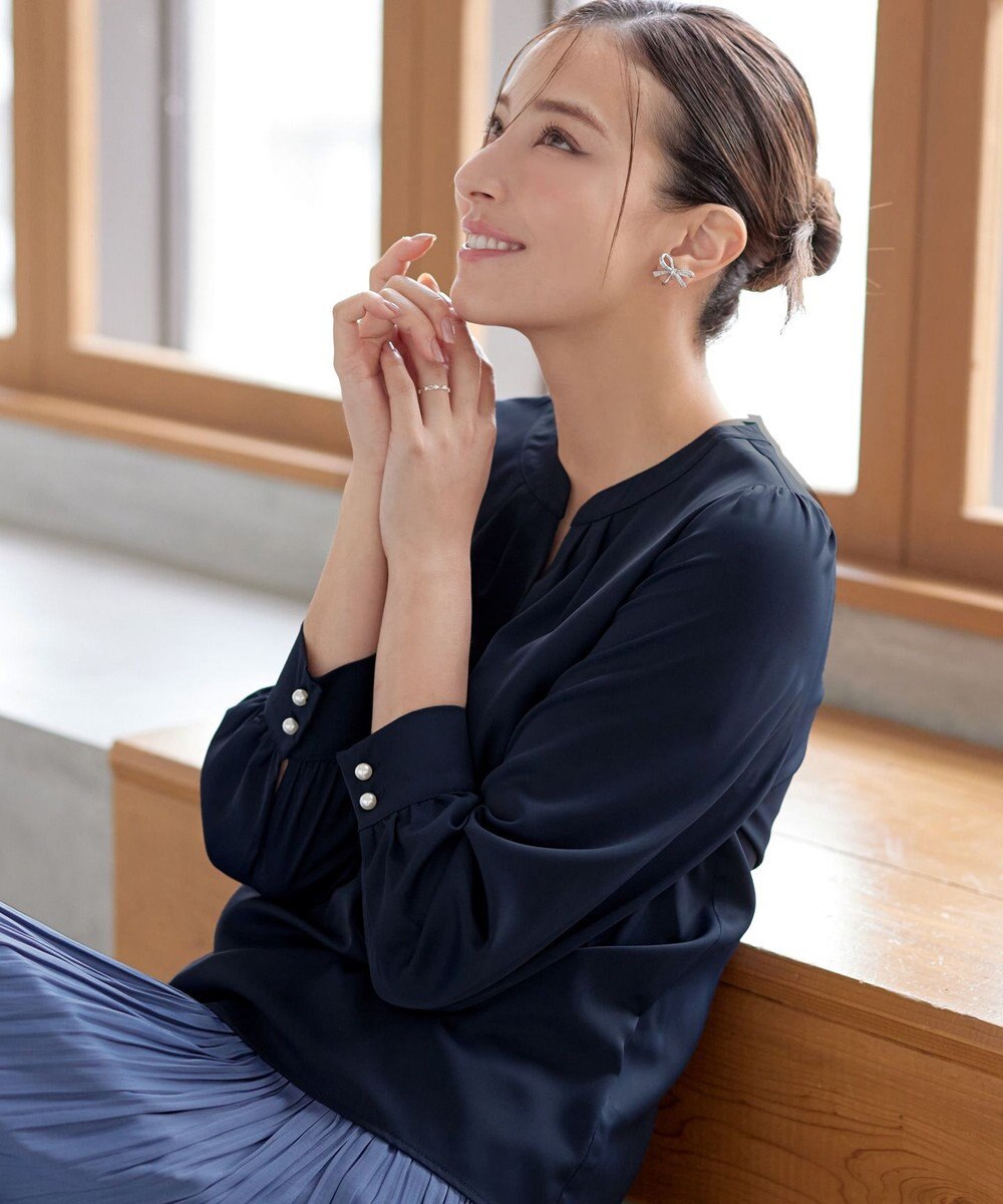 Tiaclasse 【洗える】スキッパー衿ボタンブラウス 