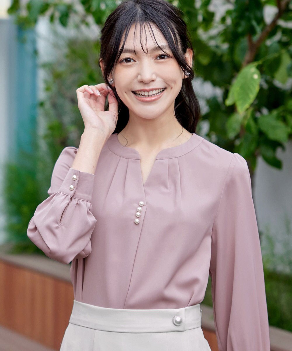 Tiaclasse 【洗える】スキッパー衿ボタンブラウス 