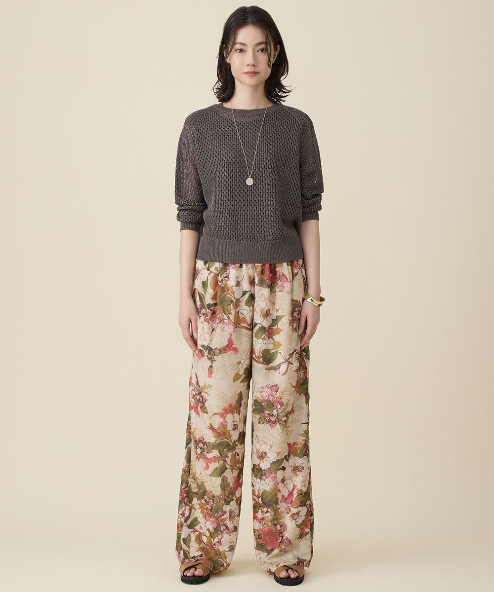 自由区 L リネンミドルゲージメッシュ ニット 