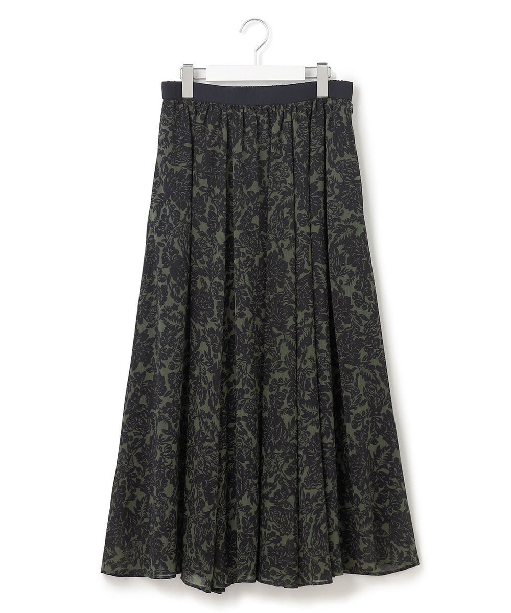 23区 S 【洗える】ボタニカルプリント フレア スカート 
