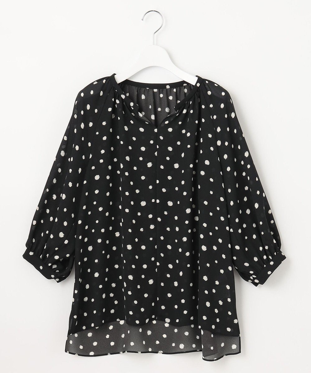 自由区 【セットアップ可】ドットプリント スキッパーブラウス 