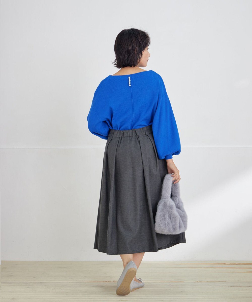 Tiaclasse 【新色追加・洗える】ウール調タックフレアスカート 