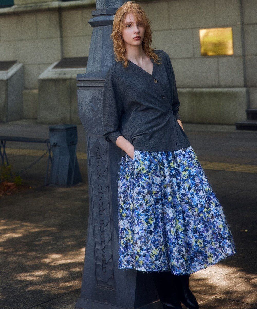 組曲 S ヘアリーフラワープリント スカート 