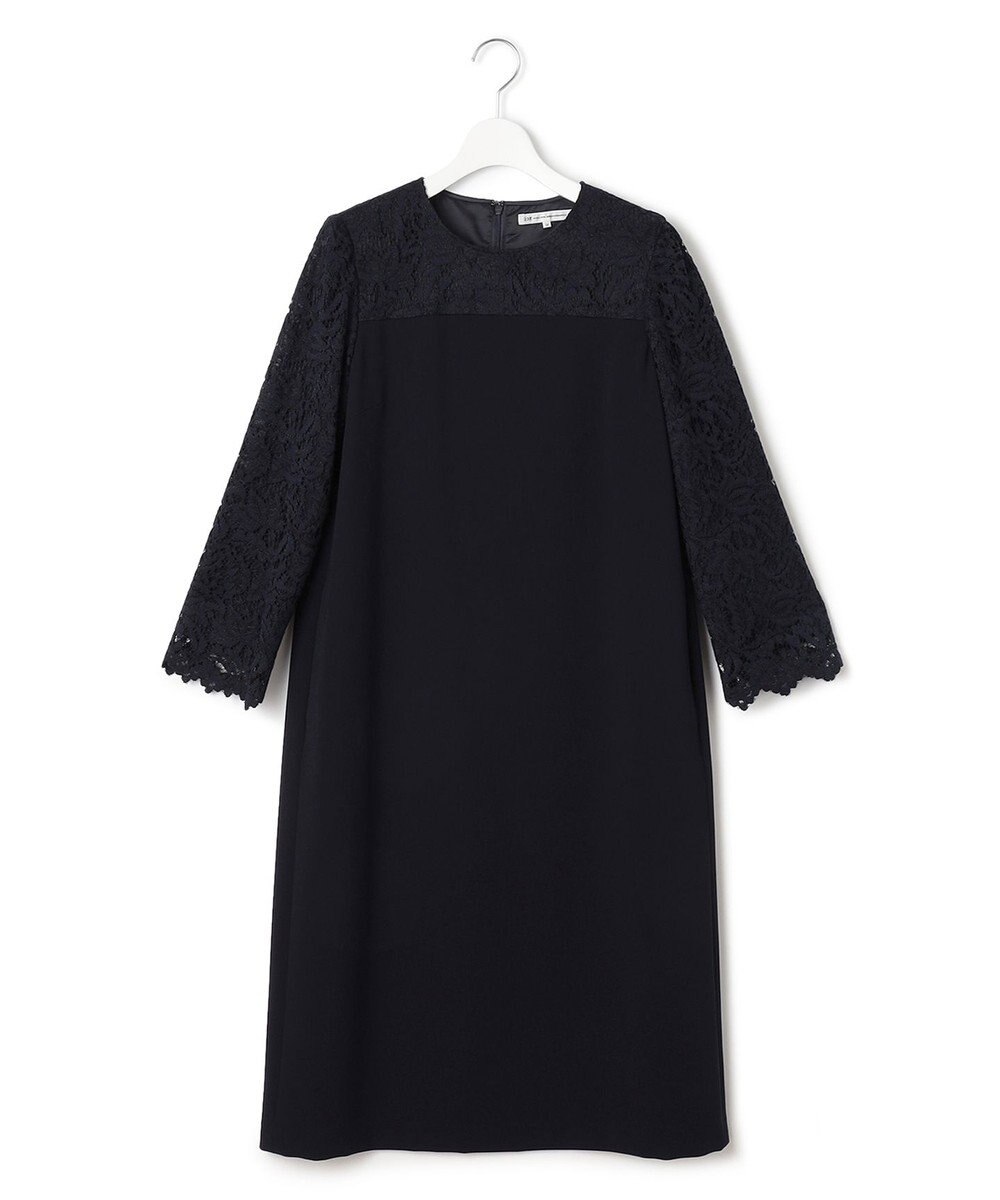 23区 【洗える】トリアセダブルジョーゼット レース切り替え ワンピース 